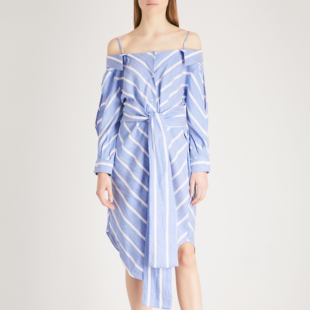 Maje rulylle blue stripe shirt dress NWT size 2